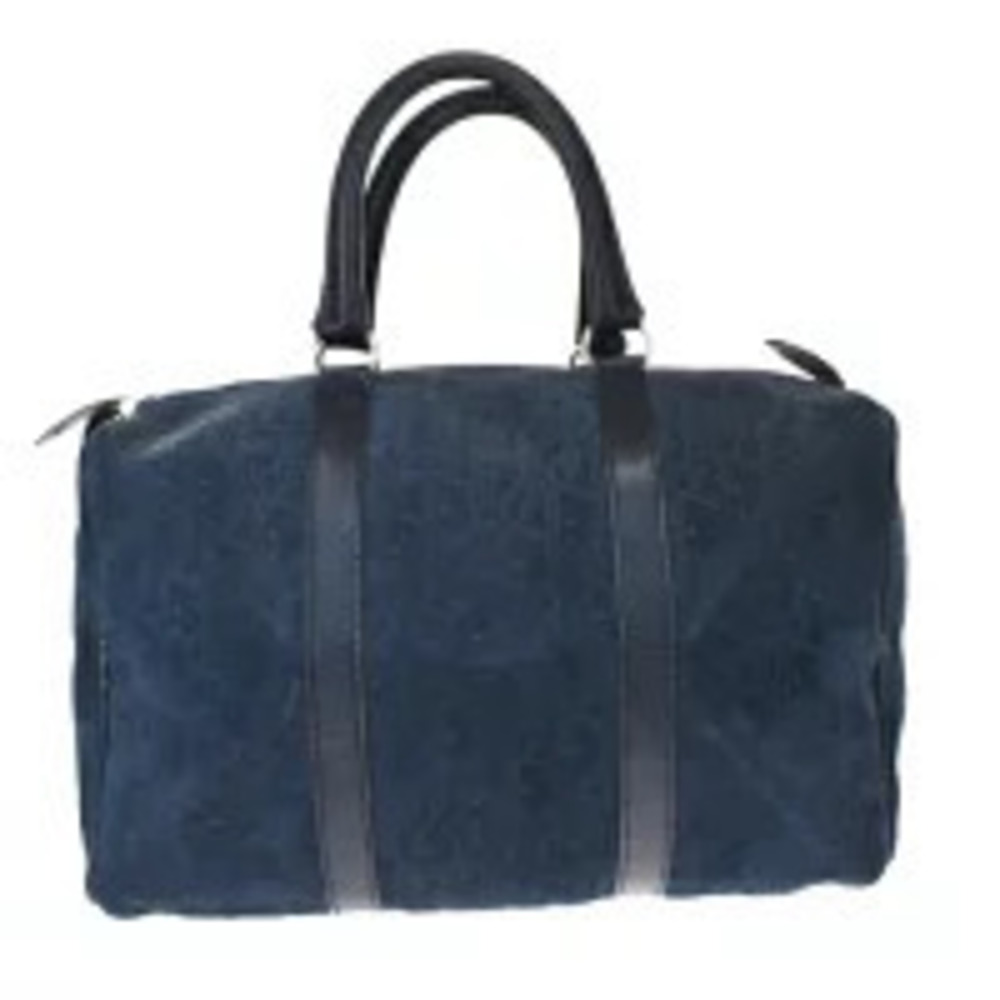Christian Dior Trotter Handbag Boston Black Suede Leather
